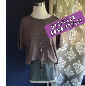 Denim skirt with trim